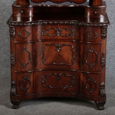 Narrow Chest of Drawers in Mahogany with Cast Iron Candlesticks and Mirror, 1860s-DXD-1790787