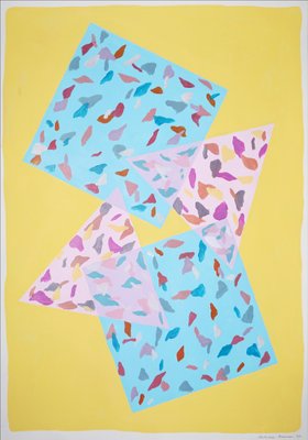 Natalia Roman, Blue and Pink Terrazzo Floor, 2022, Acrylic on Watercolor Paper-RWC-1225922