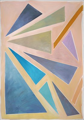 Natalia Roman, Constructivist Sunset Triangles in Pastel Tones, 2021, Acrylic Painting-RWC-1132447