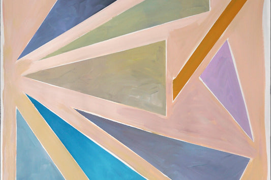 Natalia Roman, Constructivist Sunset Triangles in Pastel Tones, 2021, Acrylic Painting