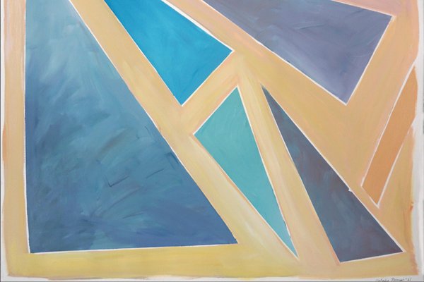 Natalia Roman, Constructivist Sunset Triangles in Pastel Tones, 2021, Acrylic Painting-RWC-1132447