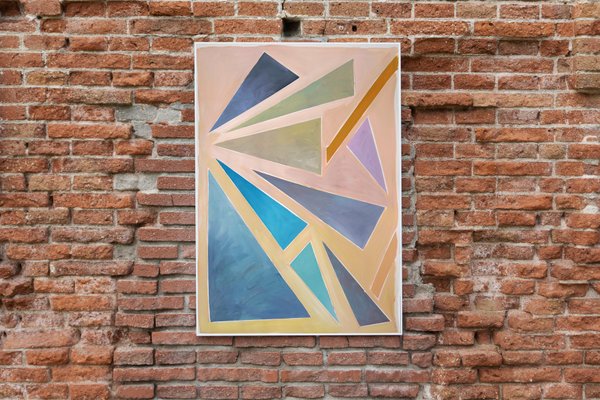 Natalia Roman, Constructivist Sunset Triangles in Pastel Tones, 2021, Acrylic Painting-RWC-1132447