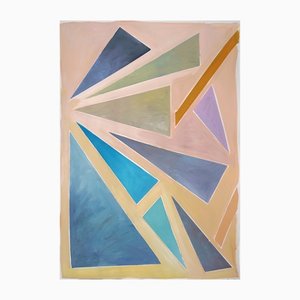 Natalia Roman, Constructivist Sunset Triangles in Pastel Tones, 2021, Acrylic Painting-RWC-1132447