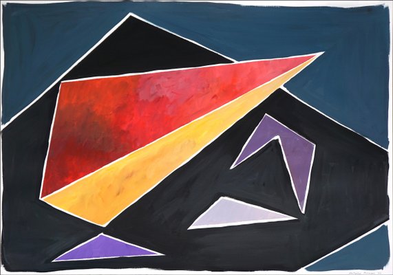 Natalia Roman, Futuristic Constructivist Geometry, 2021, Acrylic on Watercolor Paper-RWC-1109807