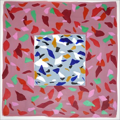 Natalia Roman, Gray Tile Over Strawberry Field, 2022, Acrylic on Watercolor Paper-RWC-1186880