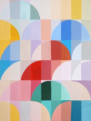 Natalia Roman, Hot Air Balloon Flight Geometric Landscape, 2024, Acrylic on Canvas-RWC-2041568