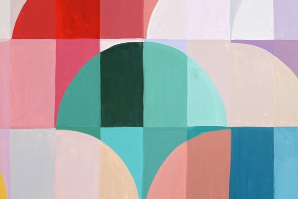 Natalia Roman, Hot Air Balloon Flight Geometric Landscape, 2024, Acrylic on Canvas-RWC-2041568