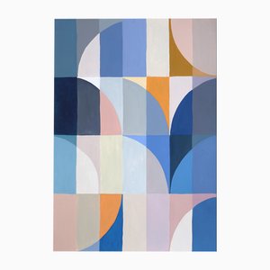 Natalia Roman, Mediterranean Winter Lights, Blue and Yellow Geometric Bauhaus Landscape, 2024, Paper-RWC-2020907