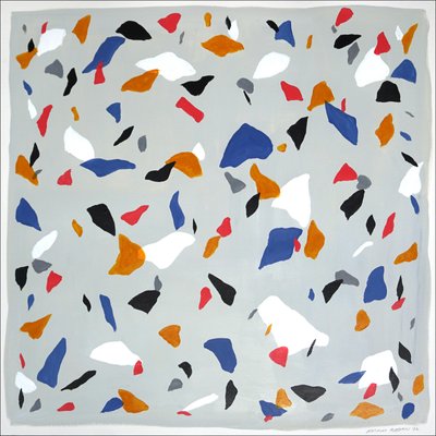 Natalia Roman, Primary Colors on Gray Terrazzo, 2022, Acrylic on Watercolor Paper-RWC-1191692