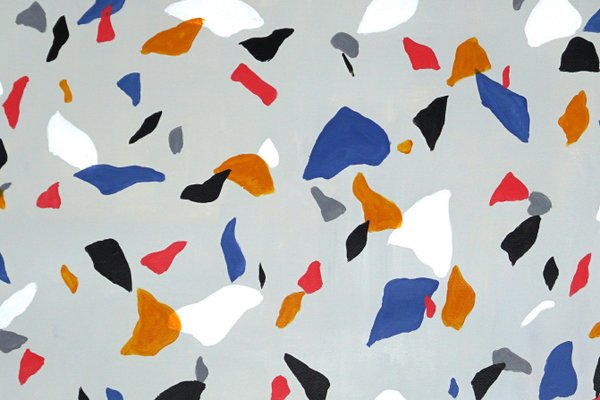 Natalia Roman, Primary Colors on Gray Terrazzo, 2022, Acrylic on Watercolor Paper-RWC-1191692