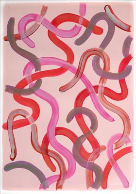 Natalia Roman, Red Lipstick Curves Diptych, 2022, Acrylic on Watercolor Paper-RWC-1395335