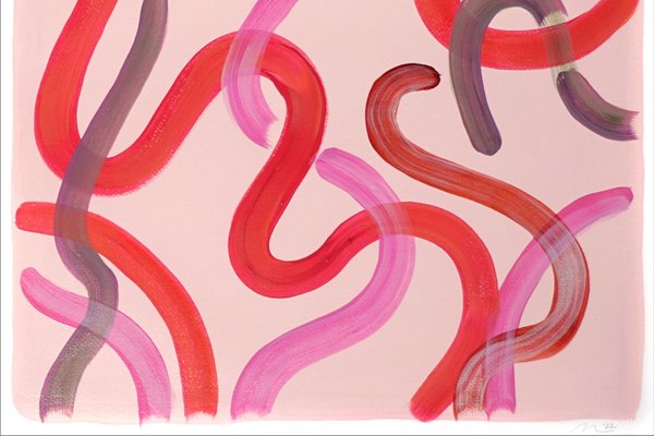 Natalia Roman, Red Lipstick Curves Diptych, 2022, Acrylic on Watercolor Paper-RWC-1395335