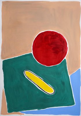 Natalia Roman, Still Life in Primary Colors, Naïf Architectural Landscape, Pool in Red and Green, 2021-RWC-874946