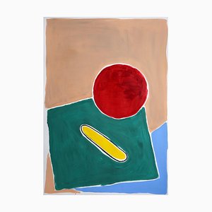 Natalia Roman, Still Life in Primary Colors, Naïf Architectural Landscape, Pool in Red and Green, 2021-RWC-874946