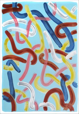 Natalia Roman, Urban Brushstrokes on Baby Blue, 2022, Acrylic on Paper, Set of 2-RWC-1369860