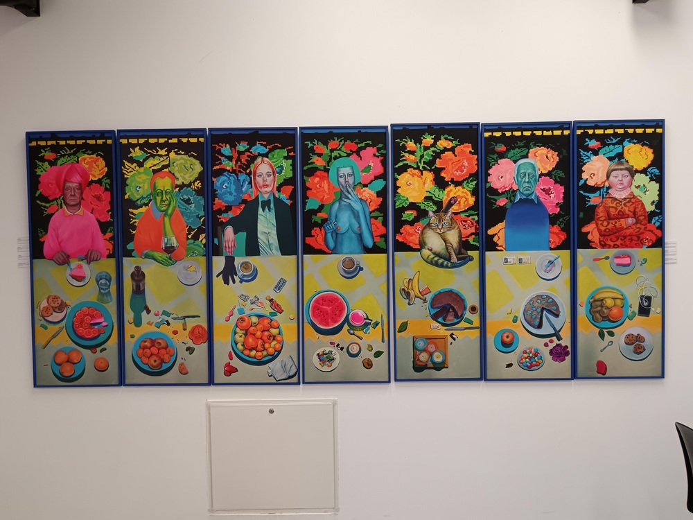 Natasha Lelenco, Large Triptych with After-Dinner & Still Life, Dibond Prints, 2023, Set of 3