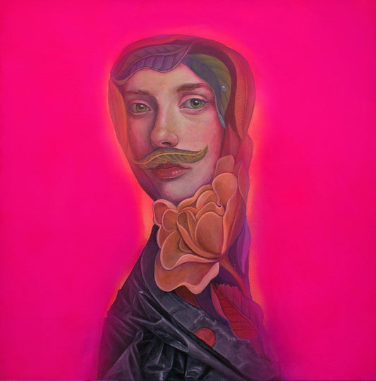 Natasha Lelenco, Mustache and Leaves, 2022, Acrylic & Spray Paint on Plywood