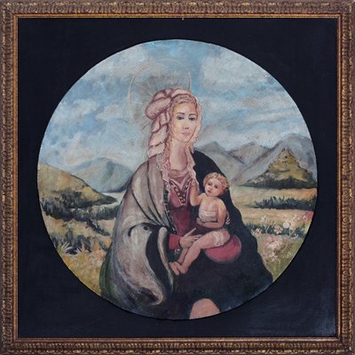 Nativity, Oil on Canvas, Framed-VHF-1123642