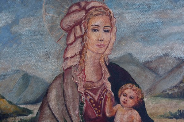 Nativity, Oil on Canvas, Framed-VHF-1123642