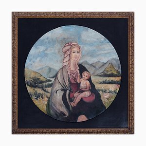 Nativity, Oil on Canvas, Framed-VHF-1123642