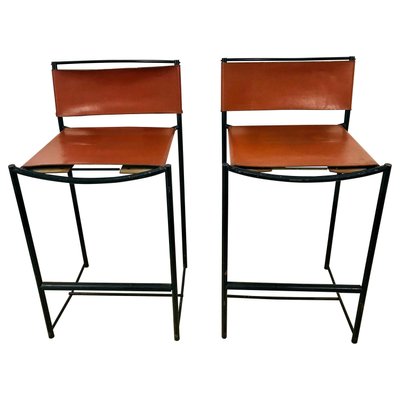 Natural Leather Barstools by G. Belotti for Alias, 1970s, Italy, Set of 2-PUK-1092451