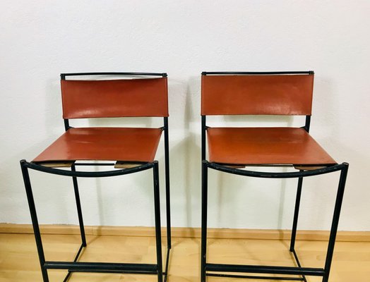 Natural Leather Barstools by G. Belotti for Alias, 1970s, Italy, Set of 2-PUK-1092451