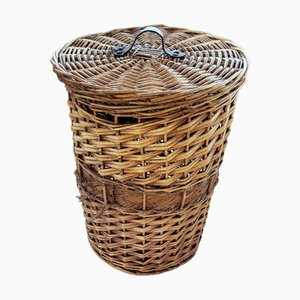 Natural Wicker Basket with Vintage Lid, 1990s-TCS-1397651