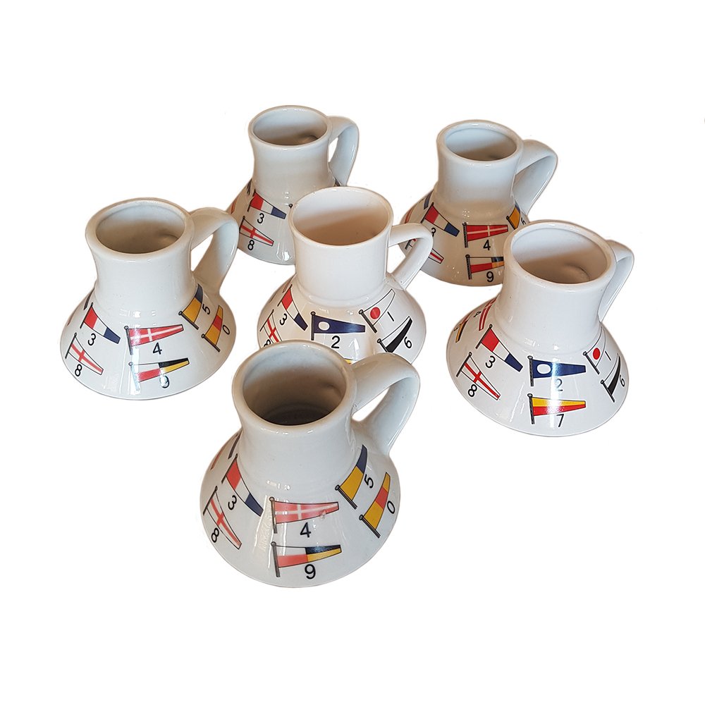 Nautical Flags Mugs from Feltman-Langer, 1980s, Set of 6