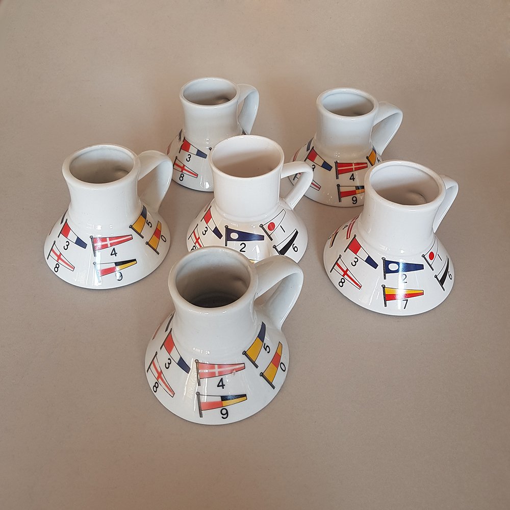 Nautical Flags Mugs from Feltman-Langer, 1980s, Set of 6