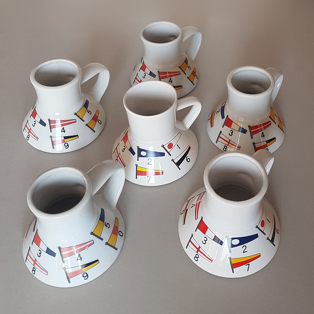 Nautical Flags Mugs from Feltman-Langer, 1980s, Set of 6