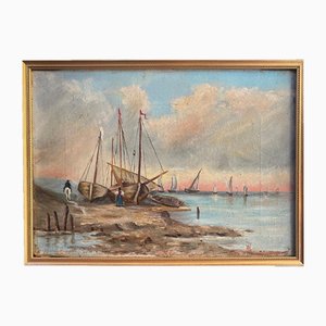 Nautical Scene, 20th Century, Oil Painting on Canvas-PKM-1717534