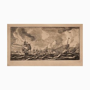 Naval Battle - Original Etching by R. Zeeman - 1940s 1940's-ZCI-762808