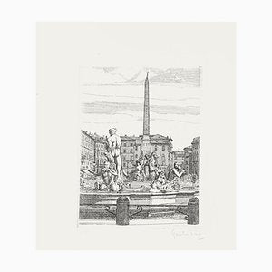 Navona Square - Original Print on Paper by Giuseppe Malandrino - 1960s 1960s-ZCI-766326