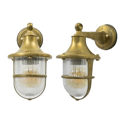 Navy Style Outdoor Wall Sconces in Brass and Crystal, Set of 2-TCS-1783496