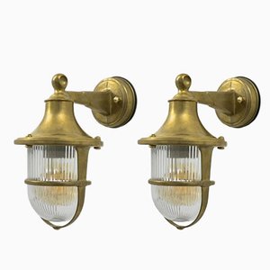 Navy Style Outdoor Wall Sconces in Brass and Crystal, Set of 2-TCS-1783496