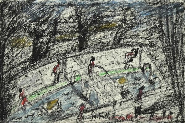 Nazareno Gattamelata, Roman Bridges on the Tiber, Oil Pastel, 1970s-ZCI-884305