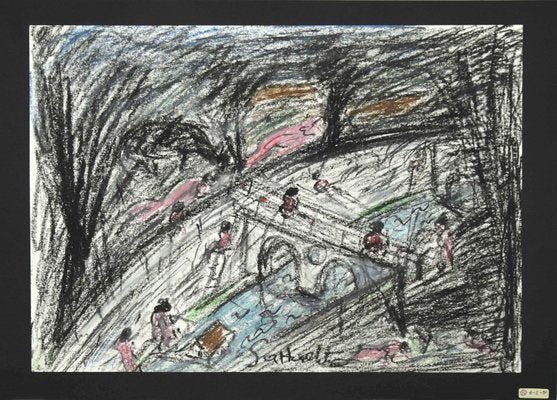 Nazareno Gattamenata - Rome the Tiber - Oil Pastels - 1980s-ZCI-860397