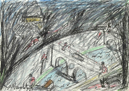 Nazareno Gattamenata, The Street, Oil Pastels, 1975