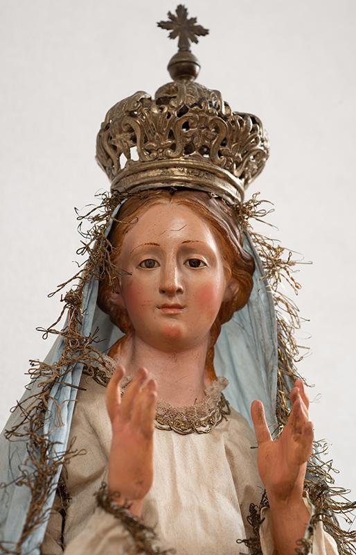 Neapolitan Artist, Madonna Immacolata, 19th Century, Mixed Media Sculpture