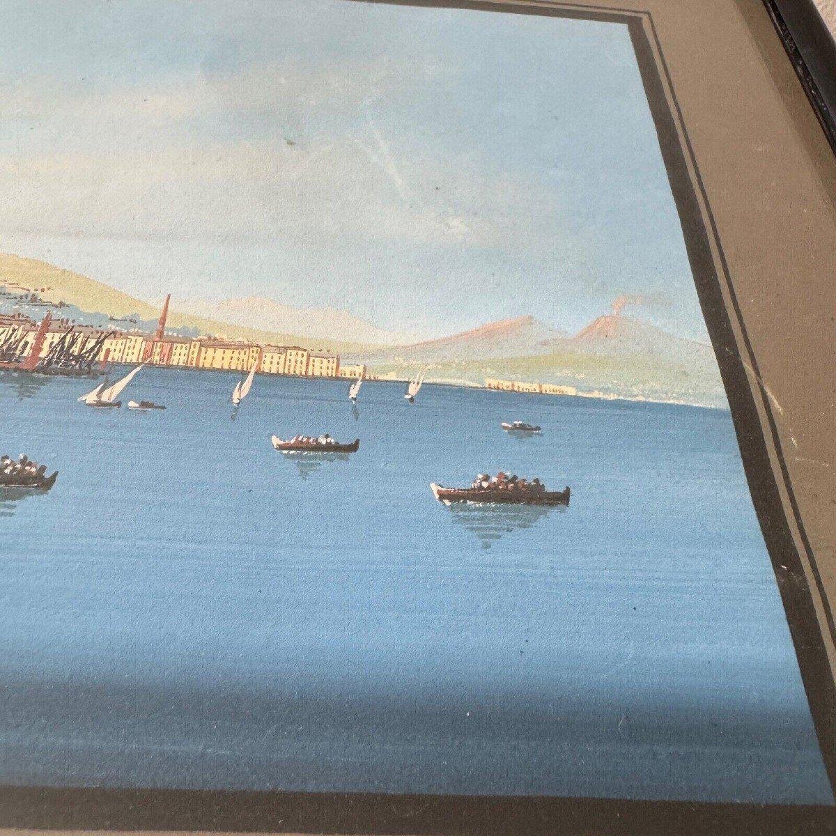 Neapolitan Artist, Napoli Da Mare, 19th Century, Gouache, Framed