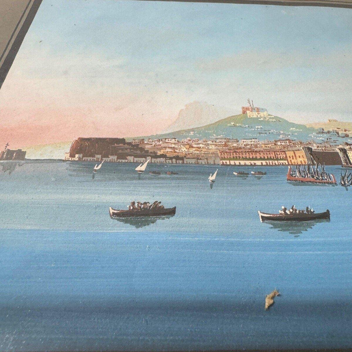 Neapolitan Artist, Napoli Da Mare, 19th Century, Gouache, Framed