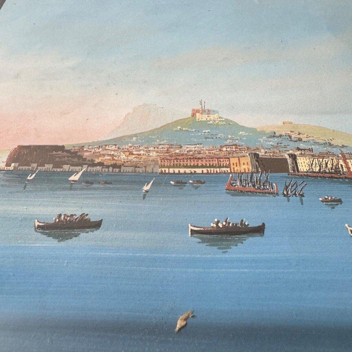 Neapolitan Artist, Napoli Da Mare, 19th Century, Gouache, Framed