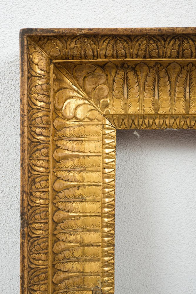 Neapolitan Empire Frame in Gilt and Carved Wood, Early 19th Century