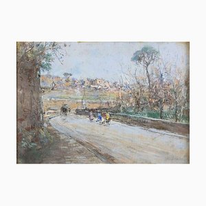 Neapolitan Hinterland - Mixed Media on Cardboard by R. Leone - 1920s 1920s-ZCI-757268