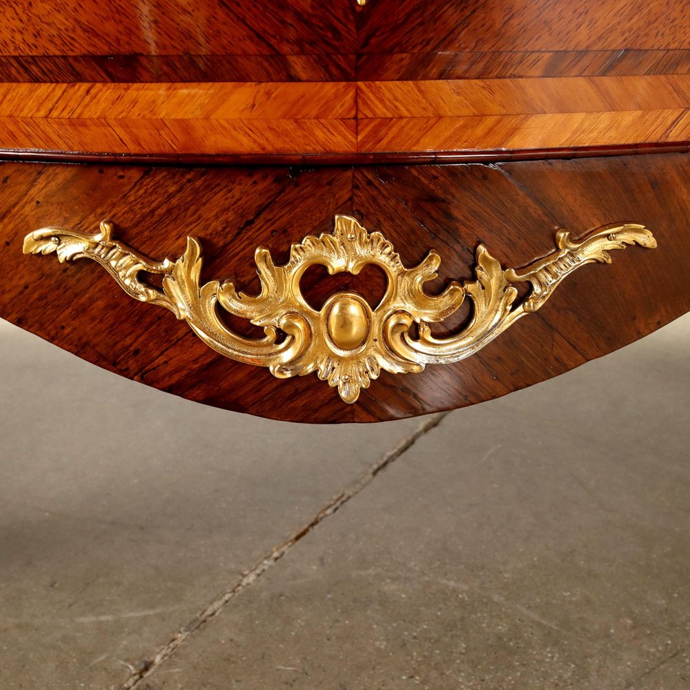 Neapolitan Rococo Chest of Drawers in Red Marble, Poplar & Bronze, Italy, 1700s