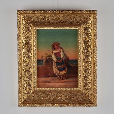 Neapolitan Woman, 19th Century, Oil on Canvas, Framed-WMV-1338811