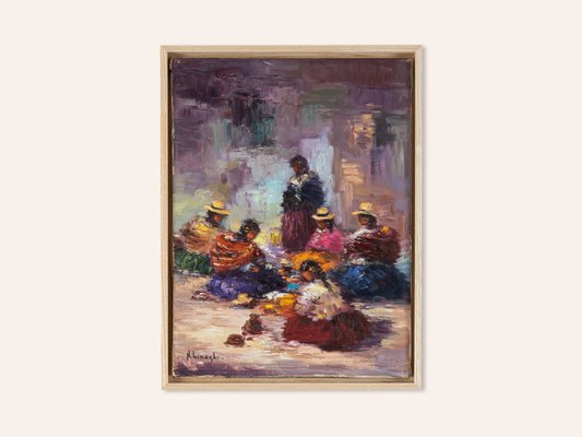 Nelly Binaghi, Seamstresses in Argentina, Oil on Canvas, Framed, Set of 2-GPP-1146779