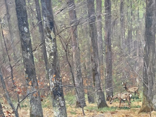 Nelson Gray Kinsley, Roe Deer in the Woods, 1890s, Oil on Canvas-BGS-1761139