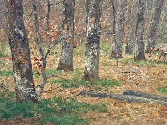 Nelson Gray Kinsley, Roe Deer in the Woods, 1890s, Oil on Canvas-BGS-1761139