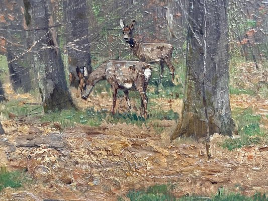 Nelson Gray Kinsley, Roe Deer in the Woods, 1890s, Oil on Canvas-BGS-1761139